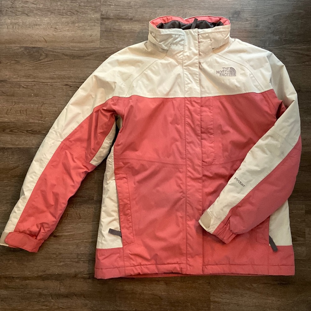Coral and Crème NorthFace Hyvent Jacket